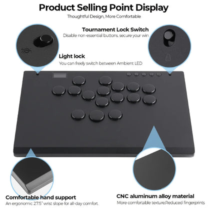 Stickless Fighting Game Arcade Controller with RGB Lighting
