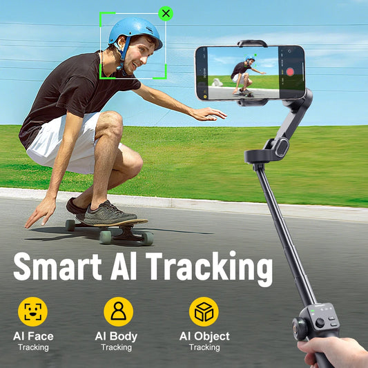 Travel Gimbal Kit with Selfie Stick for iPhone Android Black