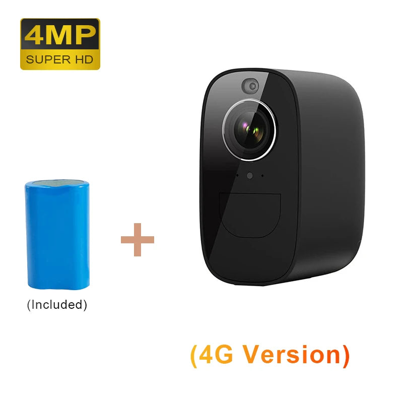 Rechargeable 4MP 4G Smart CCTV Camera Battery Powered Outdoor