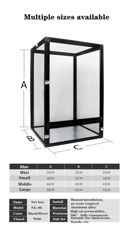 Reptile Terrarium Cage with Aluminium Ventilated Screen Small