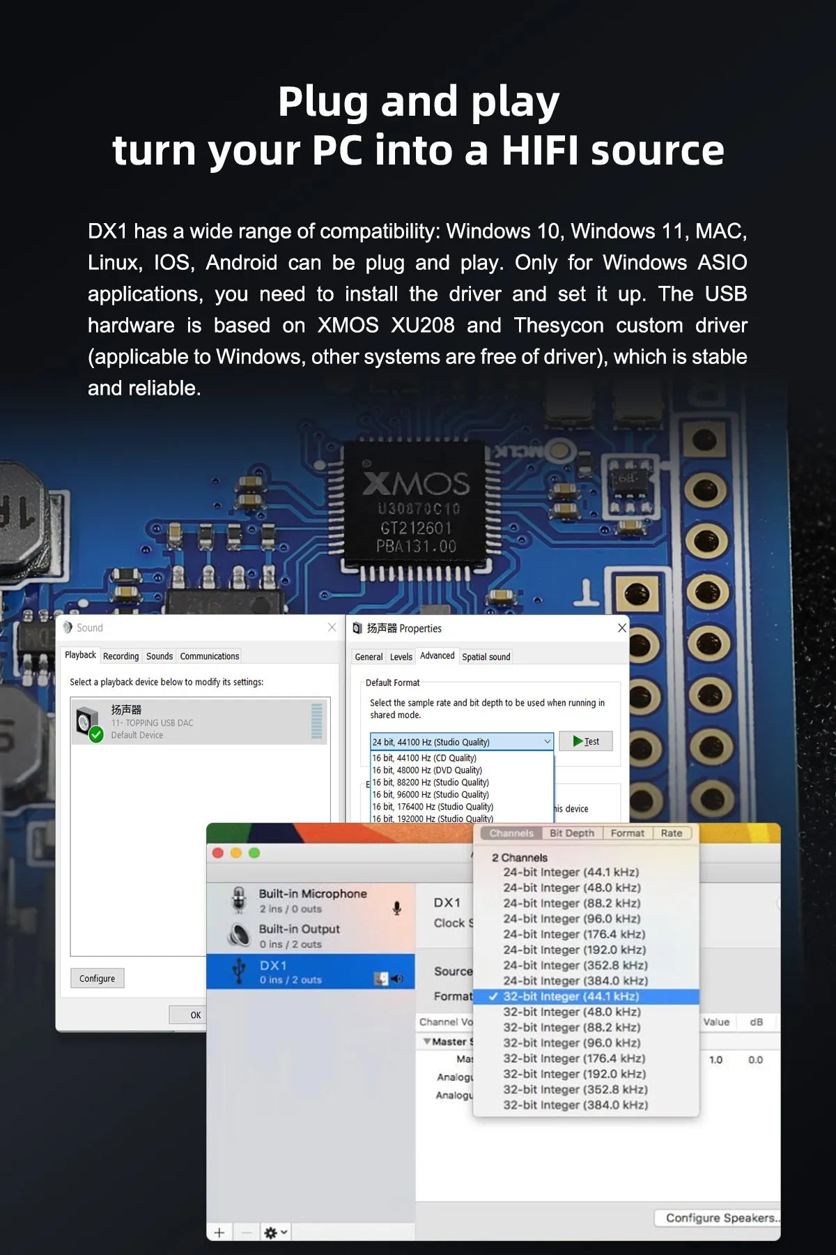 Silver Portable DAC Amp with AK4493S XU208 Chip