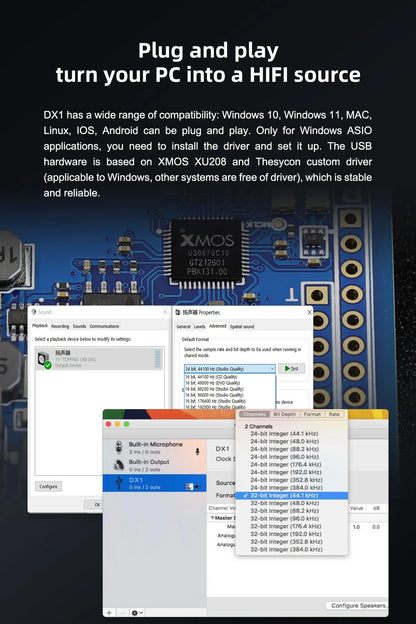 Silver Portable DAC Amp with AK4493S XU208 Chip
