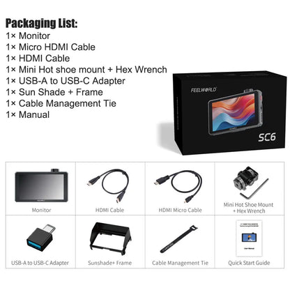 6-Inch 4K Camera Field Monitor 1500nit HDMI SDI