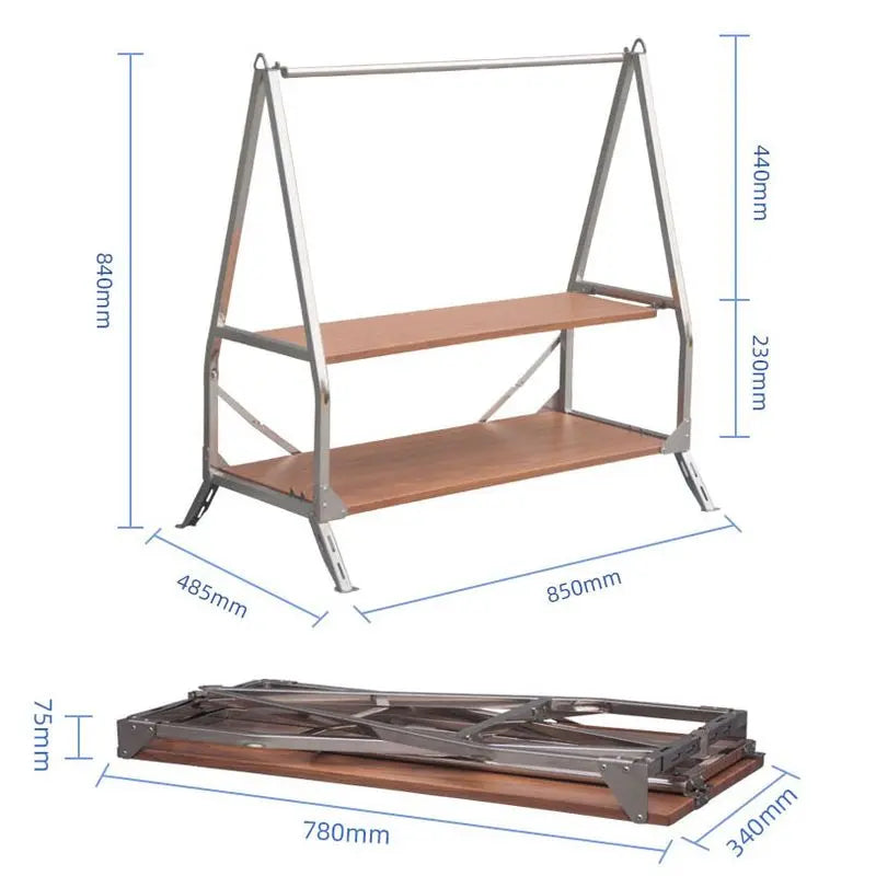 Portable Folding Camping Storage Shelf Stainless Steel Rack