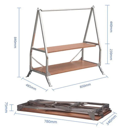 Portable Folding Camping Storage Shelf Stainless Steel Rack