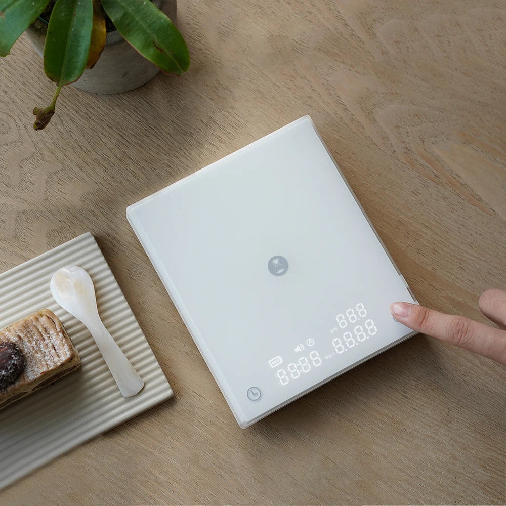 Precision Coffee Scale with Timer 0.1g Rechargeable White