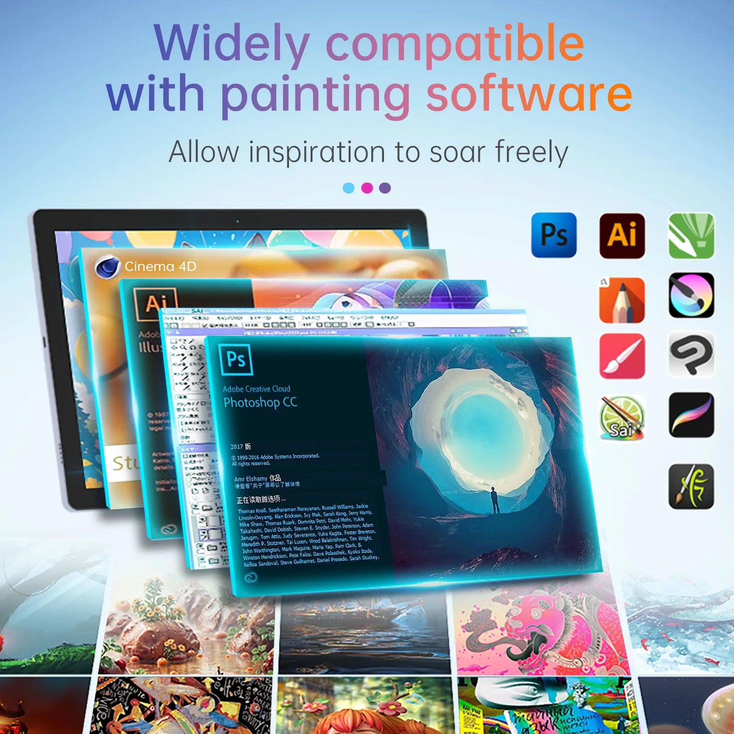 Portable Graphics Tablet 10.1 Inch IPS Finger Touch Display