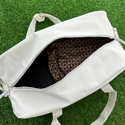Vintage Tennis Racket Duffel Bag Cream for Men and Women