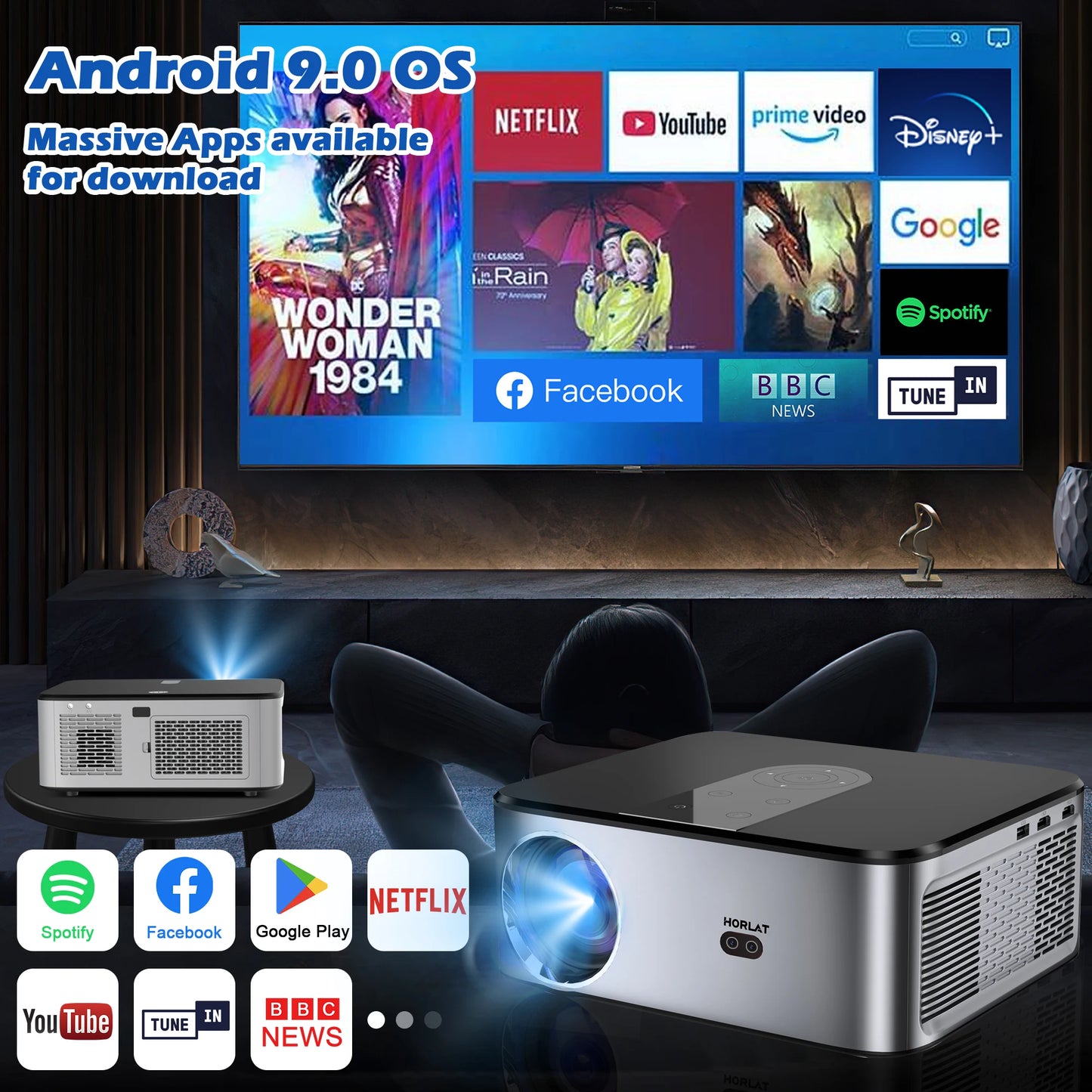 Portable 4K Android Home Theatre Projector with 5G WiFi