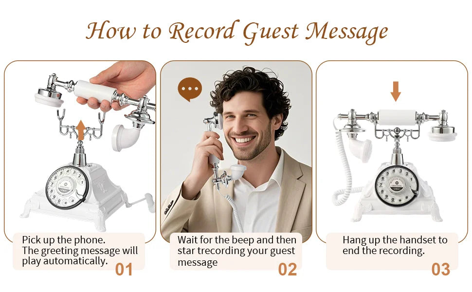 White Vintage Voice Message Guest Book Phone Wedding Party