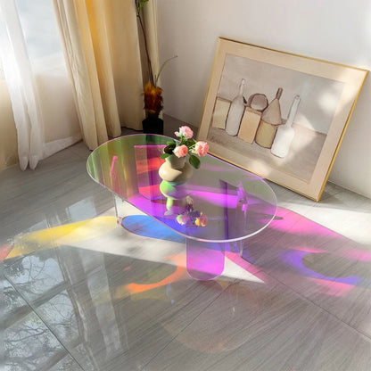 Iridescent Acrylic Coffee Table 95cm Modern Side Table