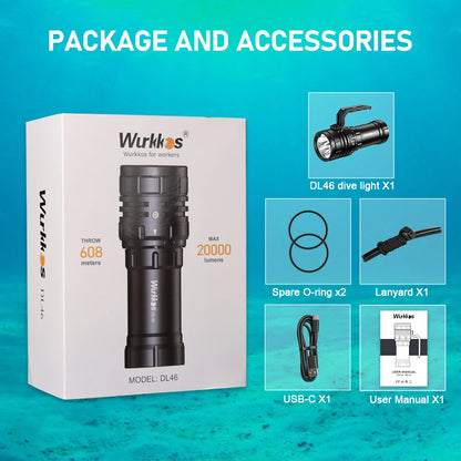 Super Bright Diving Flashlight 20000 Lumens 608m Range