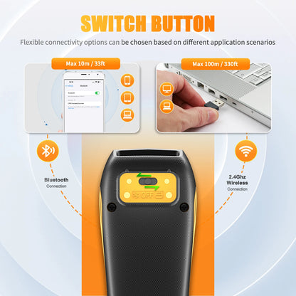 Portable Wireless Bluetooth 2D Barcode Scanner 2400mAh