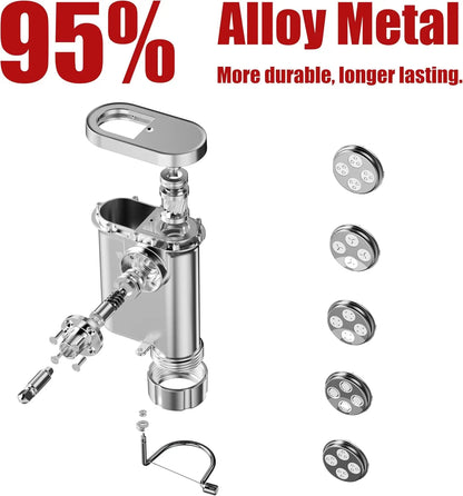 Metal Pasta Press Attachment for Stand Mixer with 5 Dies