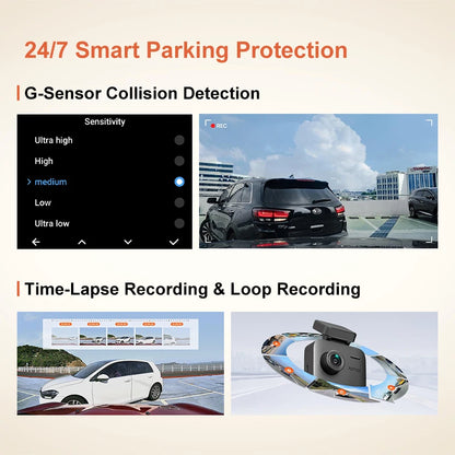 4K Dash Cam with Voice Control 24H Parking Mode