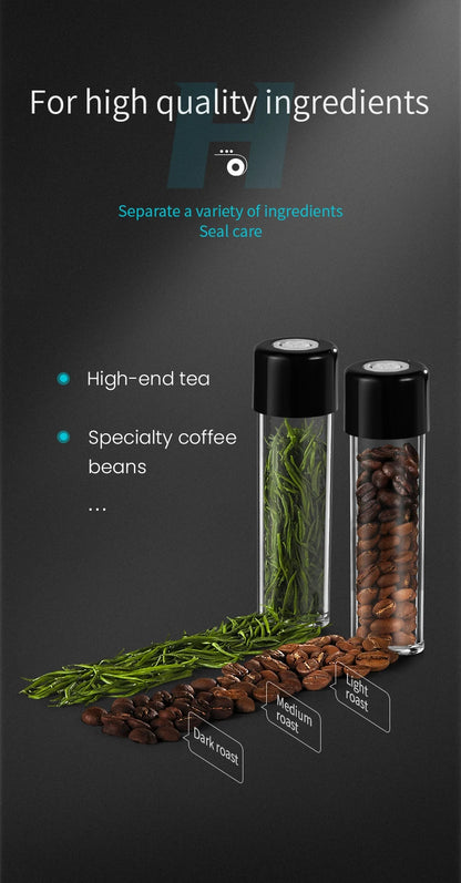 Coffee Bean Cellar Tubes Set with Exhaust Valves and Holder