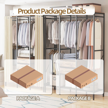 XXL Industrial Open Wardrobe Rack with Drawers & Shelves
