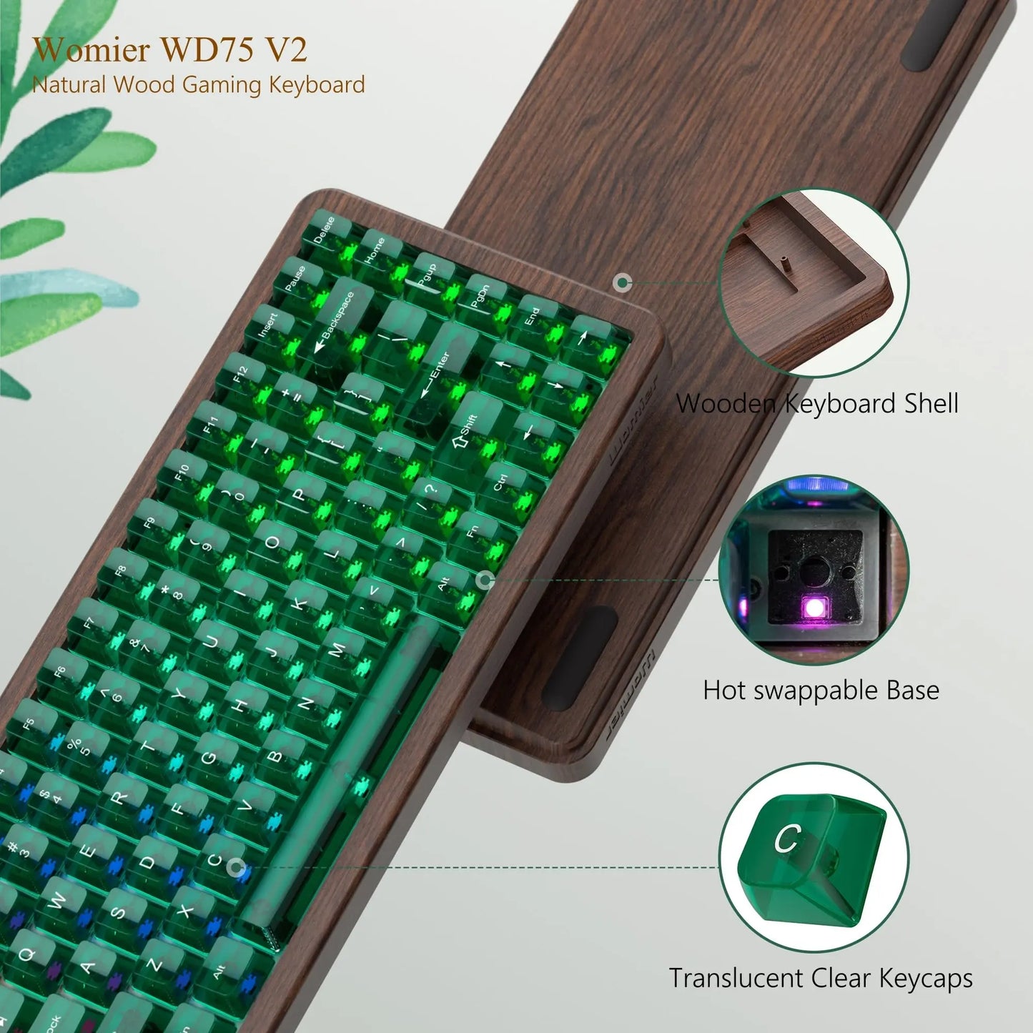 Custom Hot-Swappable Mechanical 75% Keyboard Green
