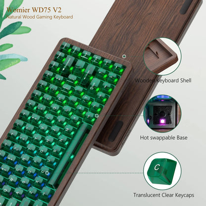 Custom Hot-Swappable Mechanical 75% Keyboard Green