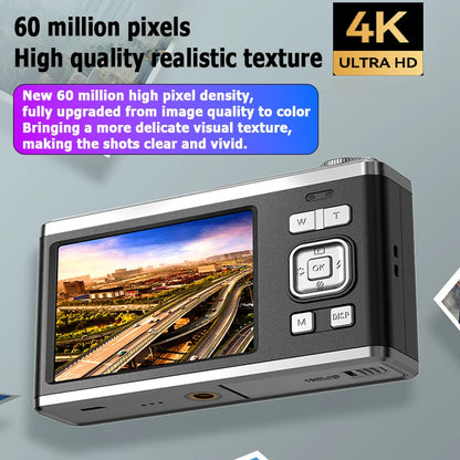 4K Dual Screen Splash-proof Digital Camera with 16x Optical Zoom