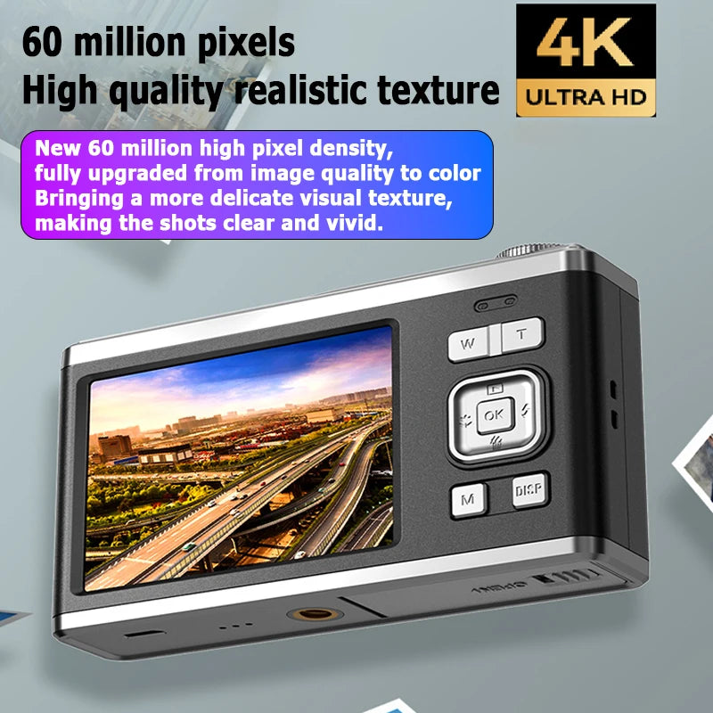 Black 4K Waterproof Dual Screen Digital Camera with 32GB Card