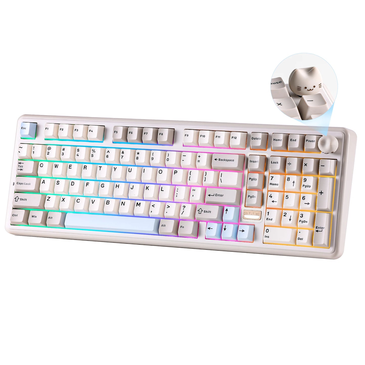 Wireless QMK VIA Mechanical Keyboard RGB Hot Swap Beige