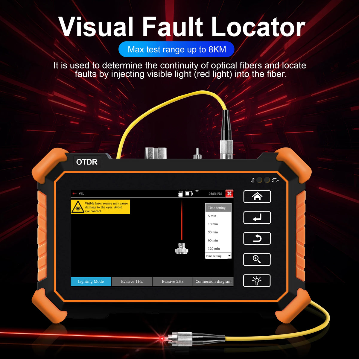 Portable 4 Inch OTDR Fiber Optic Tester 1550nm 24dB OPM VFL