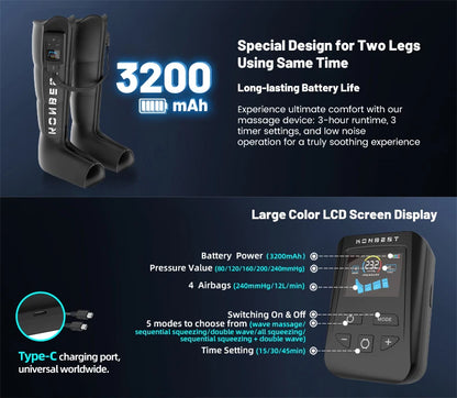 Pro M Air Compression Leg Massager Boots 240mmHg