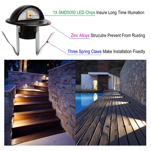 10 Pack White LED Outdoor Deck and Stair Lighting Set