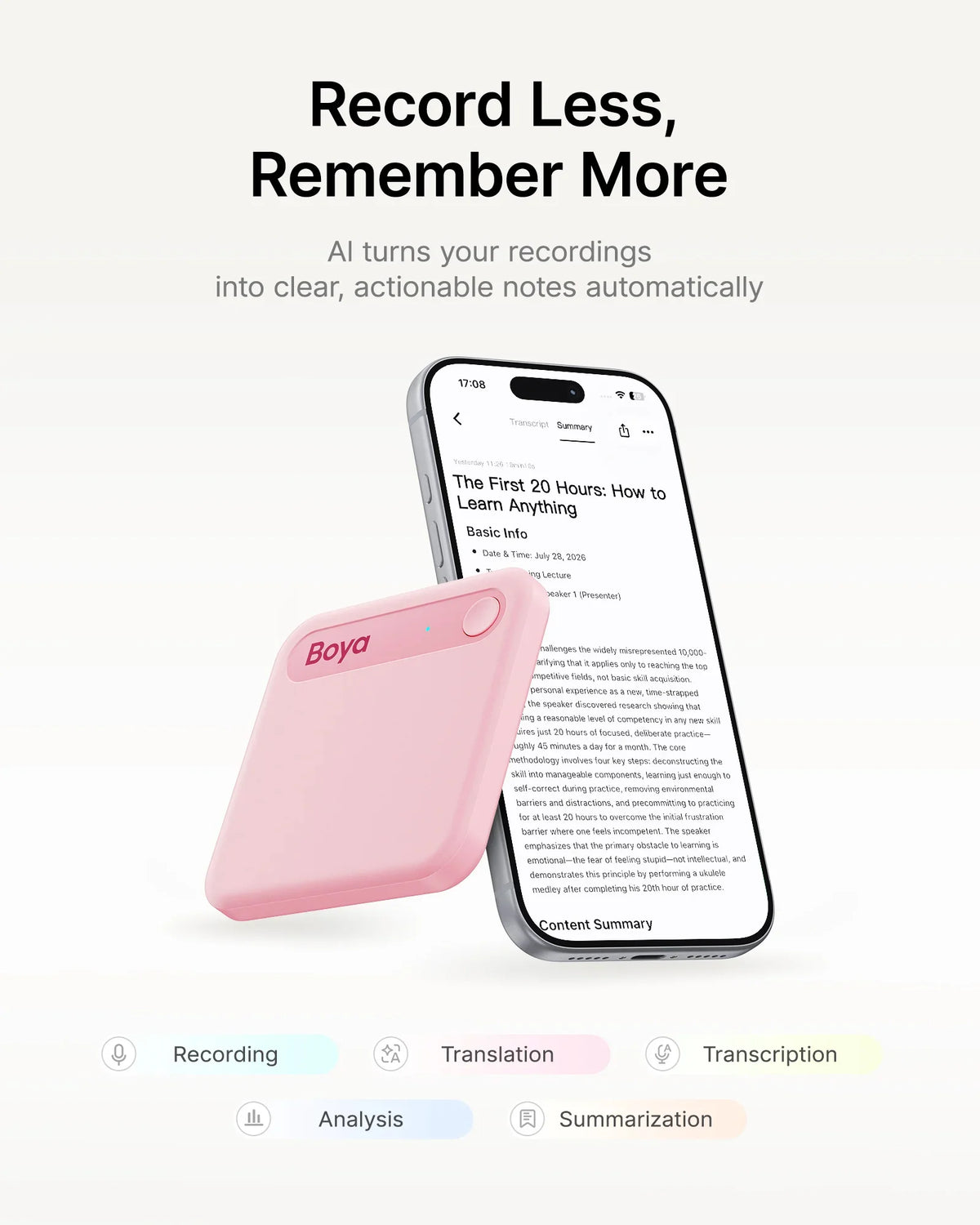 AI Voice Recorder with Transcription & Meeting Summaries