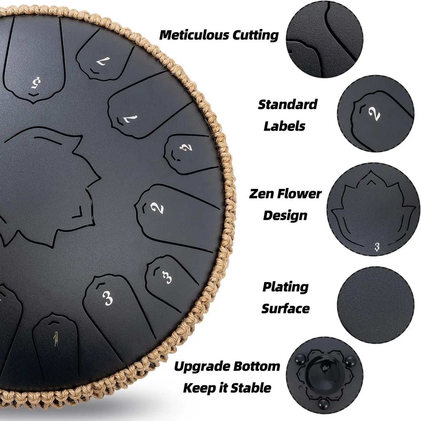Dark Green 15 Note Tongue Drum 13 Inch Handpan