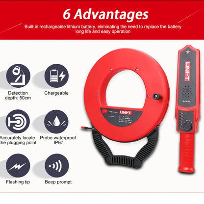 UNI-T 30m Wall Pipe Blockage Detector with Depth Accuracy