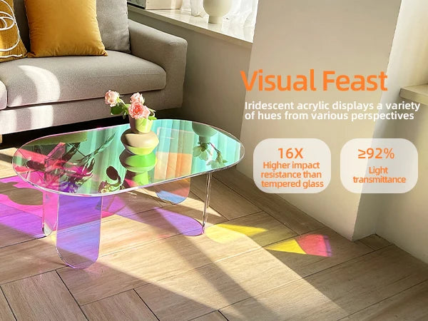 Iridescent Acrylic Coffee Table 95cm Modern Side Table