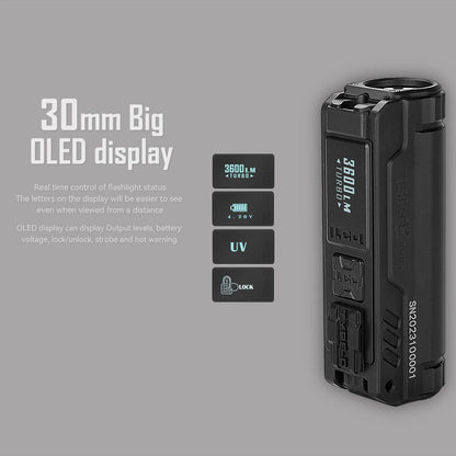 High Power 3600LM Flashlight Dual Beam Rechargeable Blue