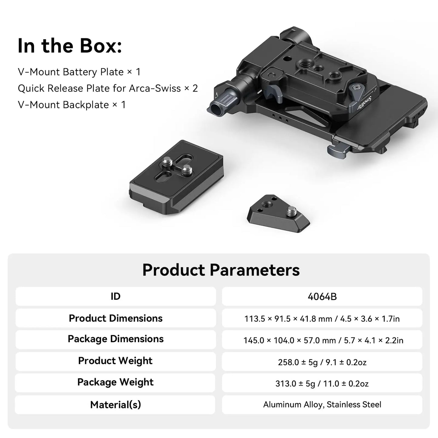 DSLR V-Mount Plate with Arca-Swiss Compatibility