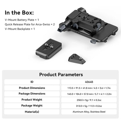 DSLR V-Mount Plate with Arca-Swiss Compatibility