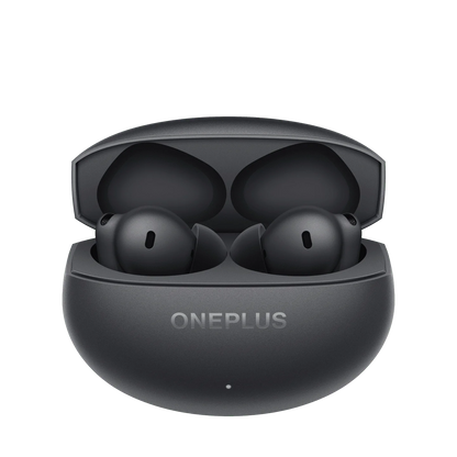Compact Gray Earbuds with Black Case and Long Battery