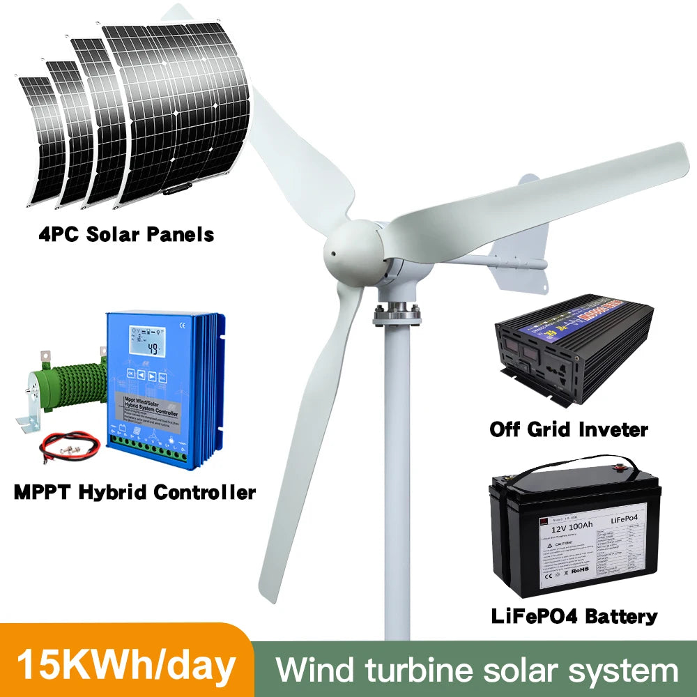 4000W 12V Wind Turbine with MPPT Controller