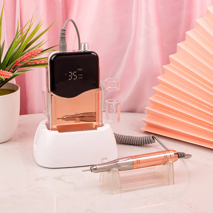Cordless 35000RPM Nail Drill with Charging Base Rose Gold