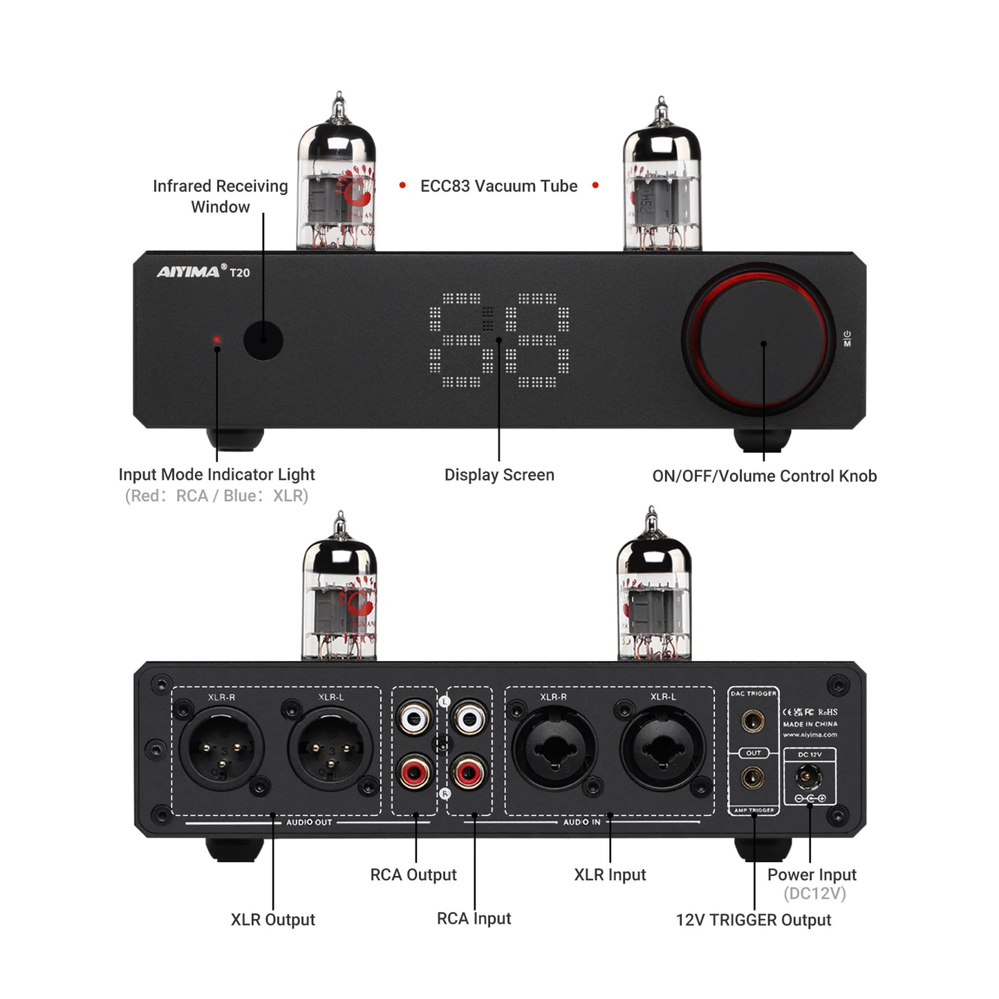 Fully Balanced Stereo Tube Preamp with ECC83 Valve and DAC