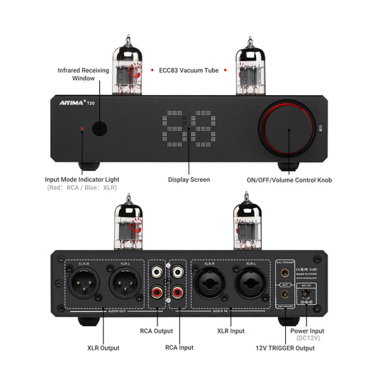 Fully Balanced Stereo Tube Preamp with ECC83 Valve and DAC