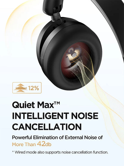 Black Bluetooth Headphones with Noise Cancelling and Clear Calls