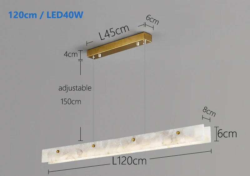 Gold 120 cm Dimmable Linear LED Pendant Light