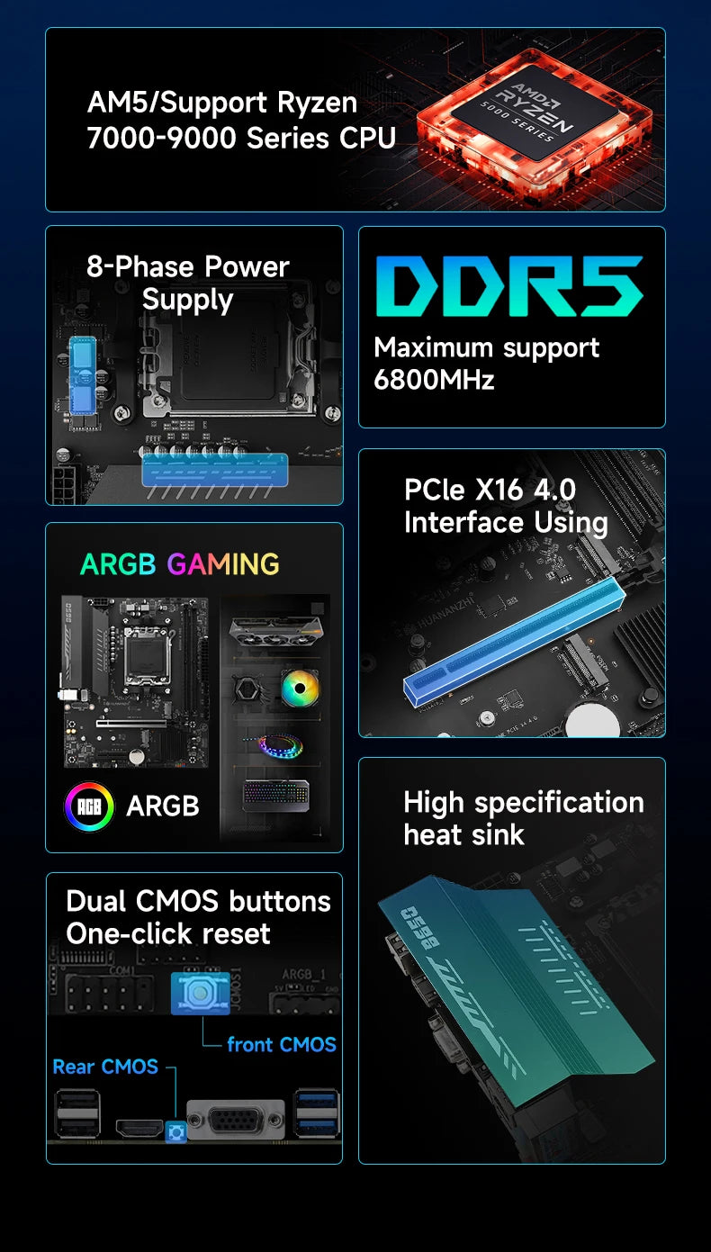 B650M Gaming Motherboard DDR5 NVMe SSD WiFi