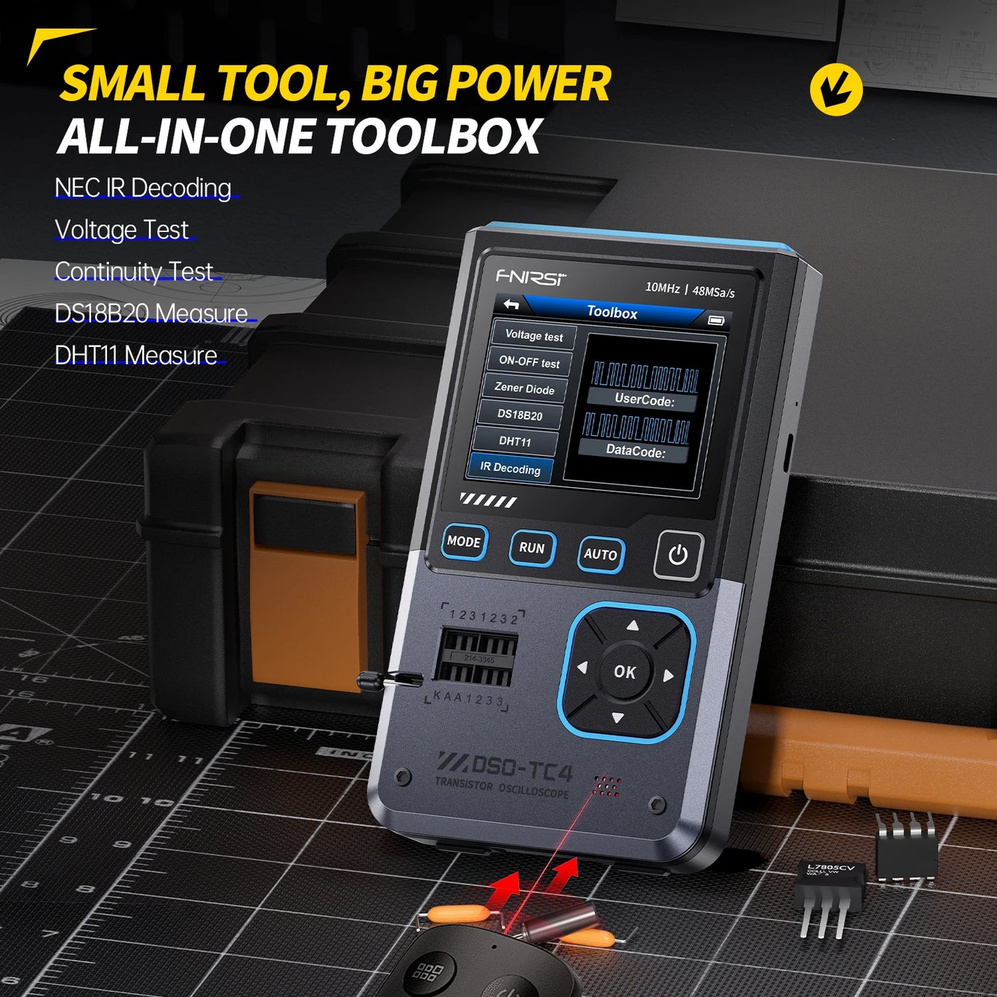 Portable 3 in 1 Digital Oscilloscope with Transistor Tester