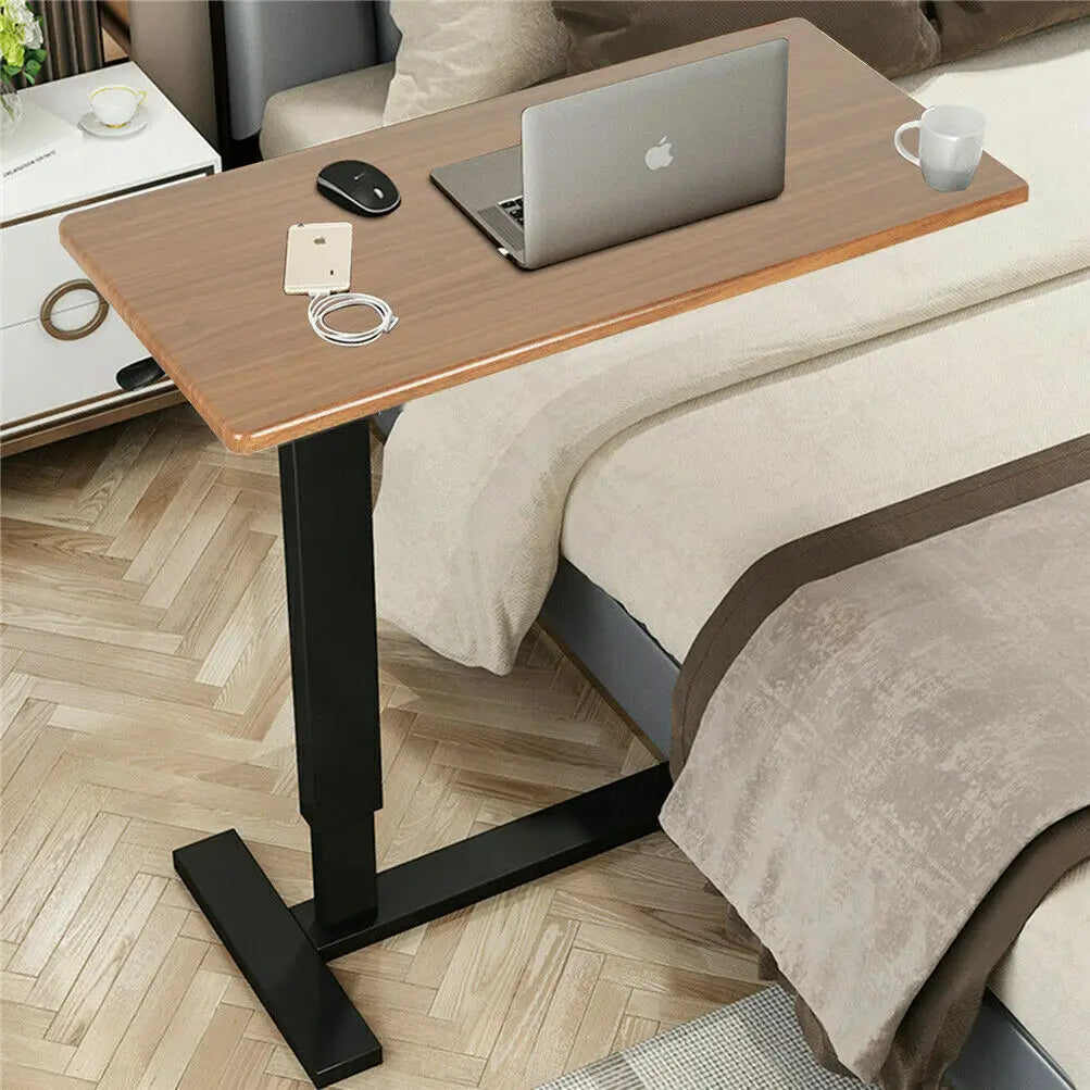 Adjustable Rolling Overbed Table with Laptop and Meal Tray