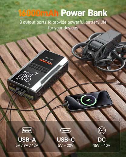 3000A Portable Car Jump Starter with Air Compressor 160PSI