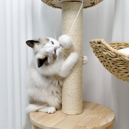 3-Tier Cat Tree with Plush Perches and Sisal Scratching