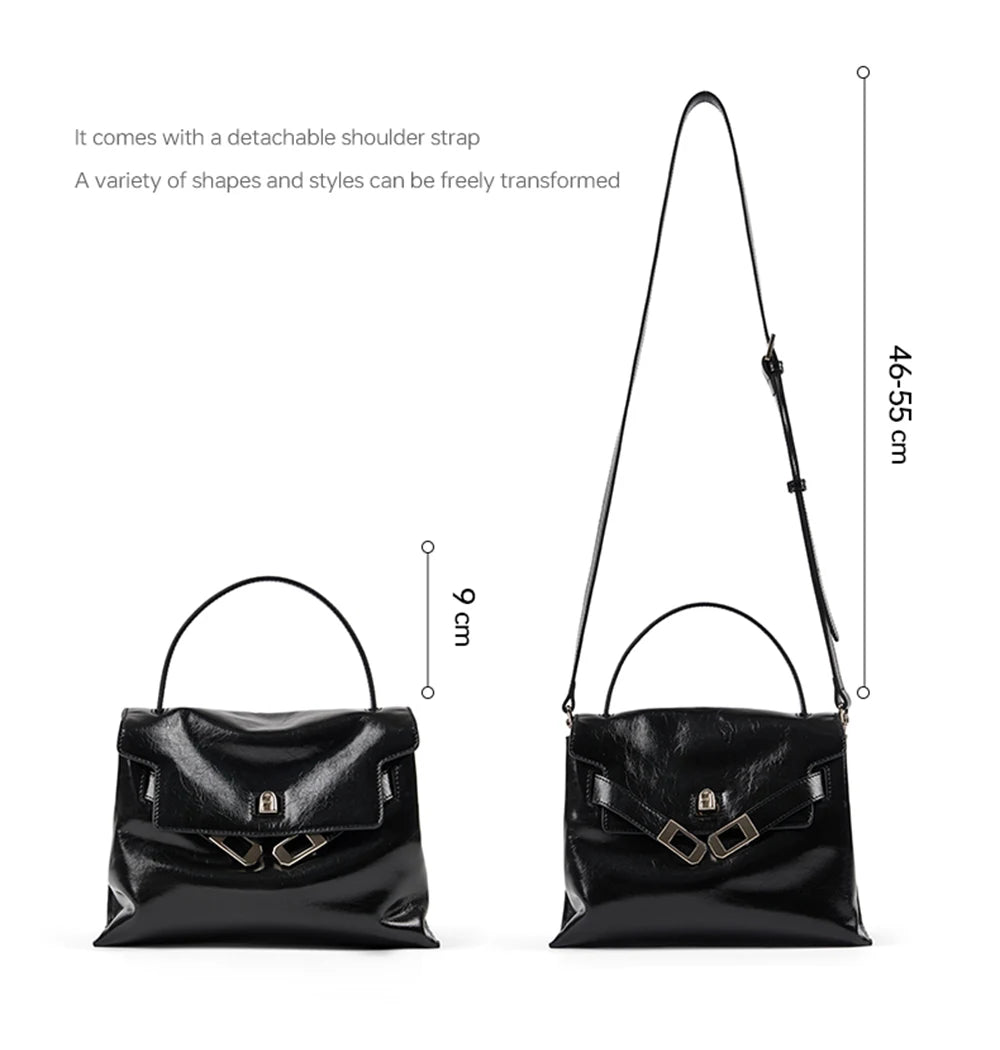Khaki Tote Handbag with Crossbody Strap