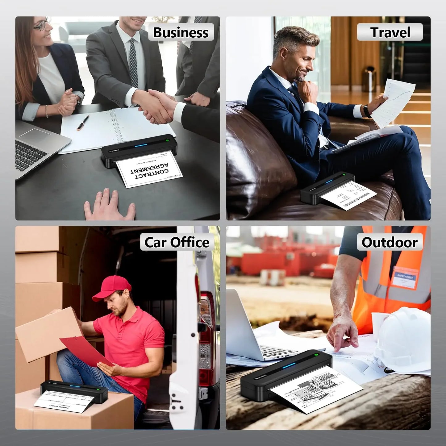 White Portable Inkless A4 Thermal Printer for Documents and Photos